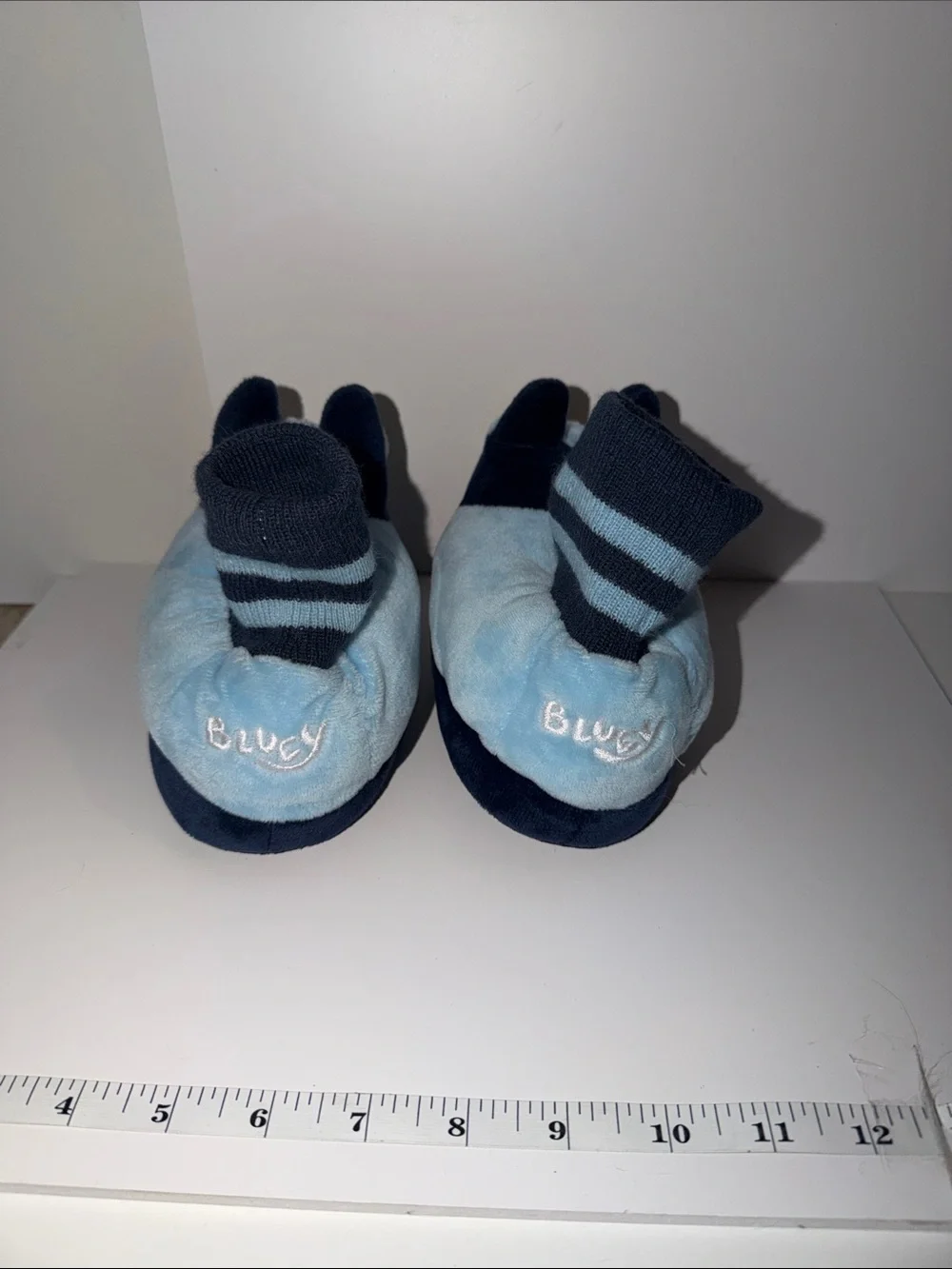 Disney Light Blue Plush Character Slipper Socks with Navy Trim